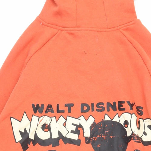 Disney Womens Orange Polyester Pullover Hoodie Size S Pullover - Mickey Mouse