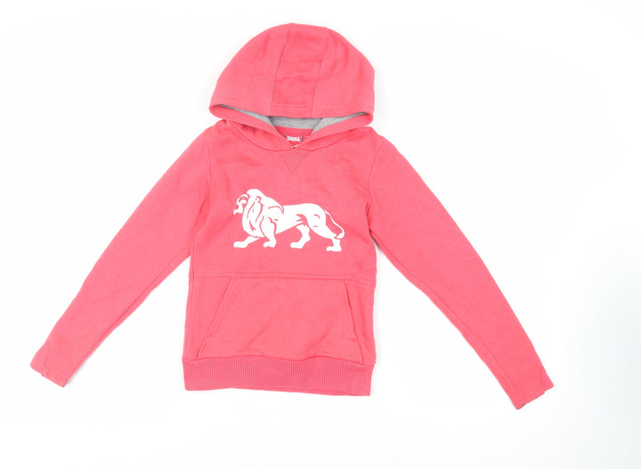 Lonsdale Girls Pink Polyester Pullover Hoodie Size 7-8 Years Pullover - Logo