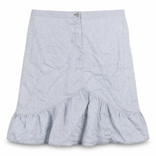 Sintesis Womens Blue Striped Linen A-Line Skirt Size 20 Zip - Ruffle