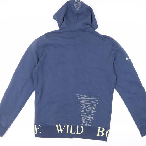 Chilli Red Mens Blue Cotton Full Zip Hoodie Size XL
