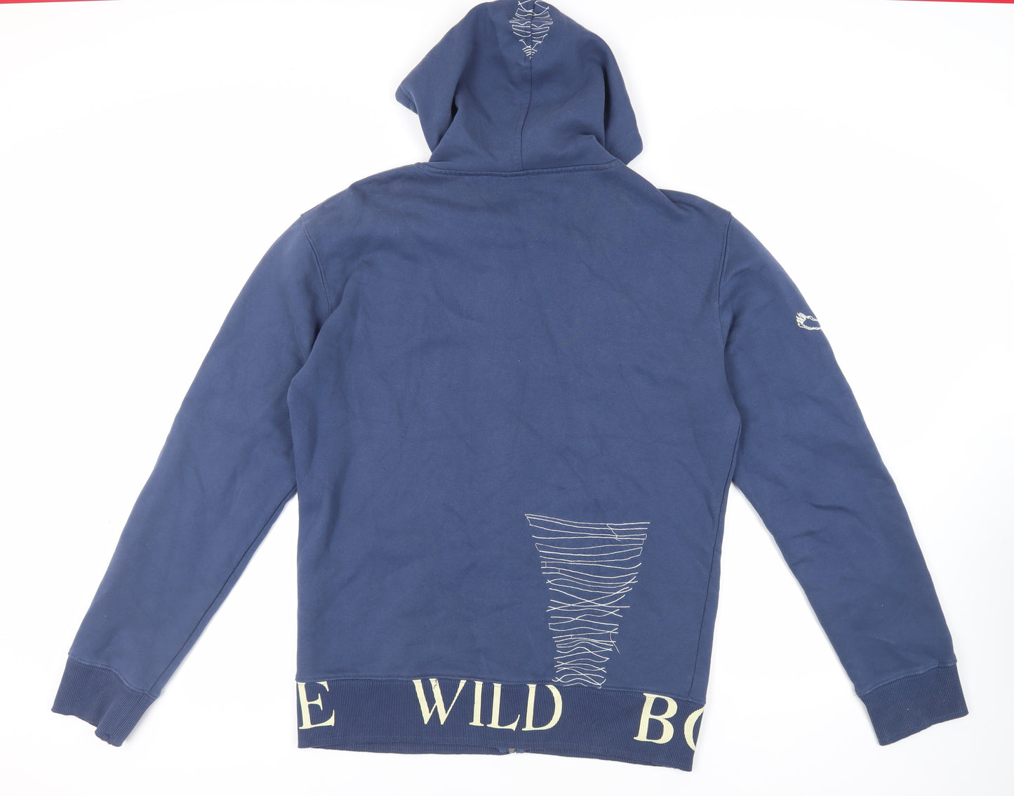 Chilli Red Mens Blue Cotton Full Zip Hoodie Size XL