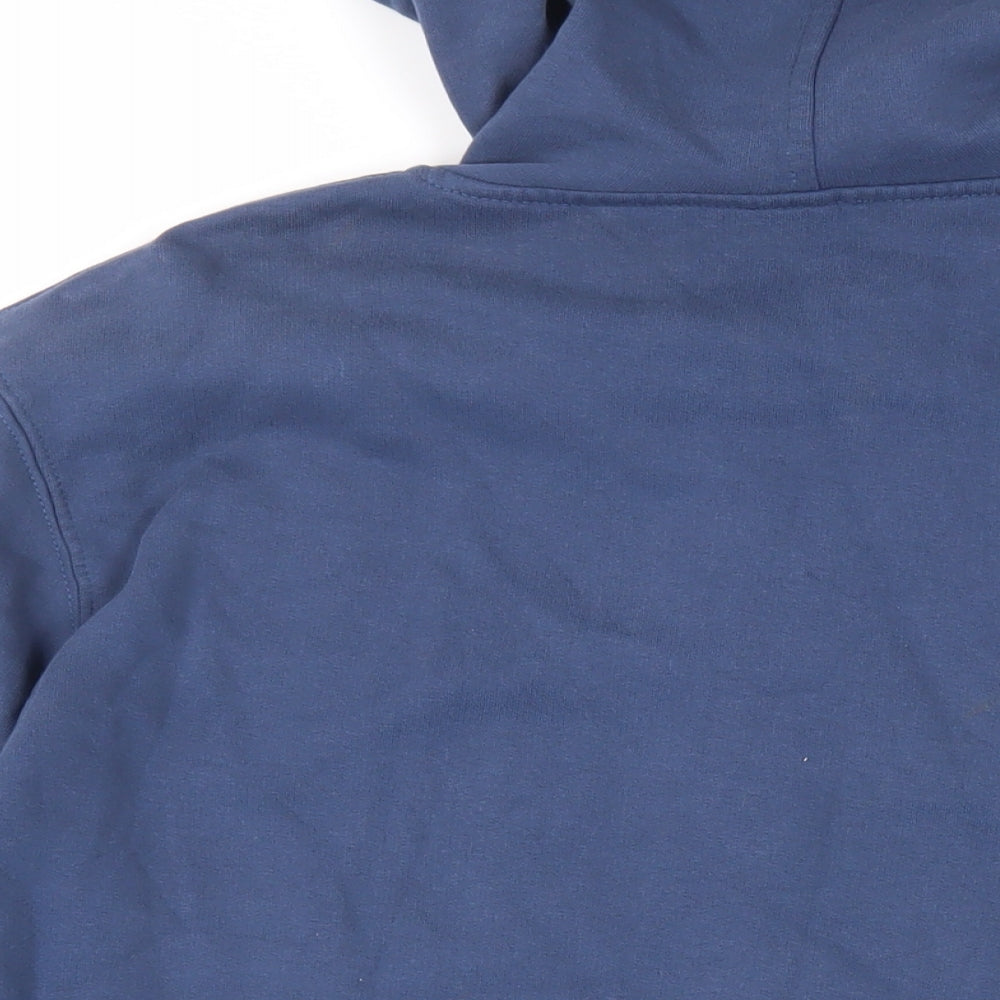 Chilli Red Mens Blue Cotton Full Zip Hoodie Size XL