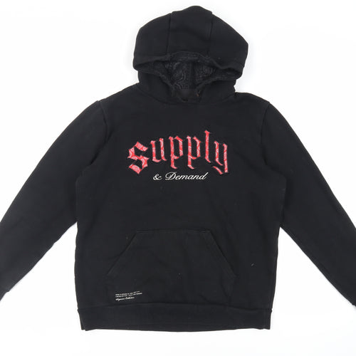 Supply & Demand Co. Boys Black Cotton Pullover Hoodie Size 13-14 Years Pullover - Logo