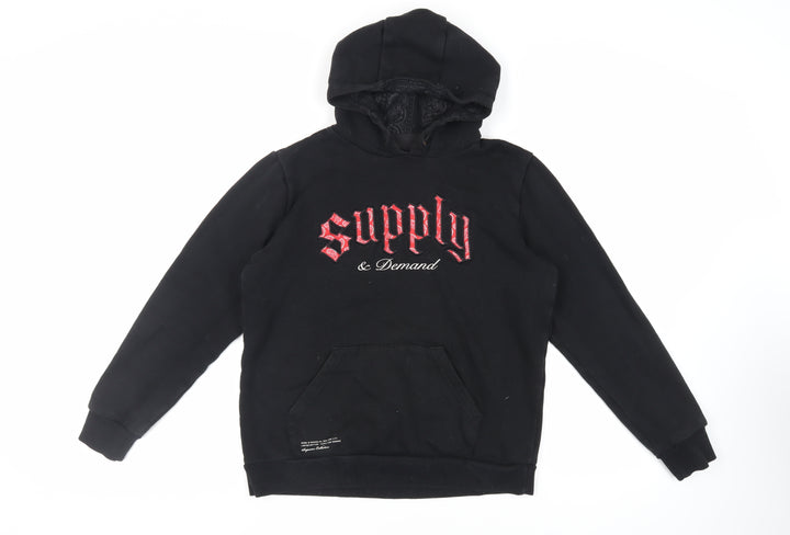 Supply & Demand Co. Boys Black Cotton Pullover Hoodie Size 13-14 Years Pullover - Logo