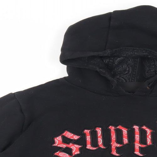 Supply & Demand Co. Boys Black Cotton Pullover Hoodie Size 13-14 Years Pullover - Logo