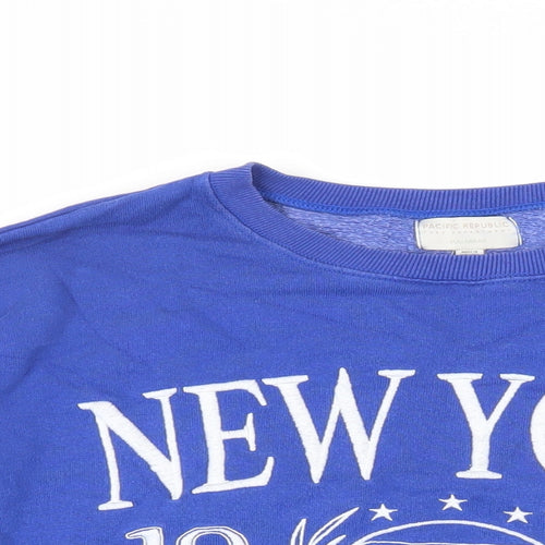 Pull&Bear Womens Blue Cotton Pullover Sweatshirt Size M Pullover - New York