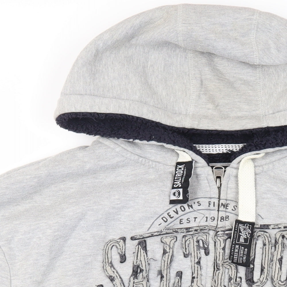 Saltrock Mens Grey Cotton Full Zip Hoodie Size 2XL - Logo Pockets