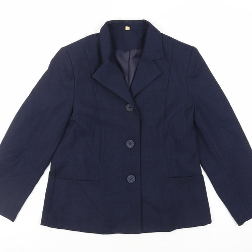 EWM Womens Blue Jacket Blazer Size 14 Button