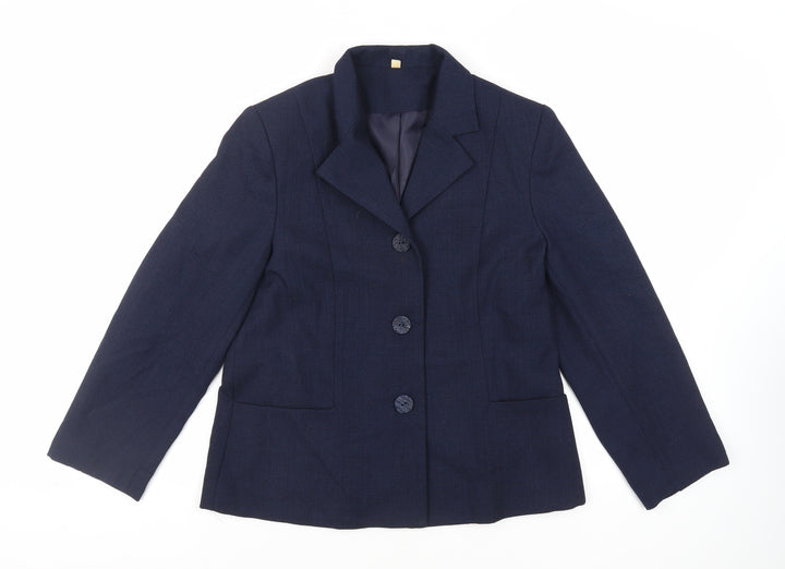 EWM Womens Blue Jacket Blazer Size 14 Button