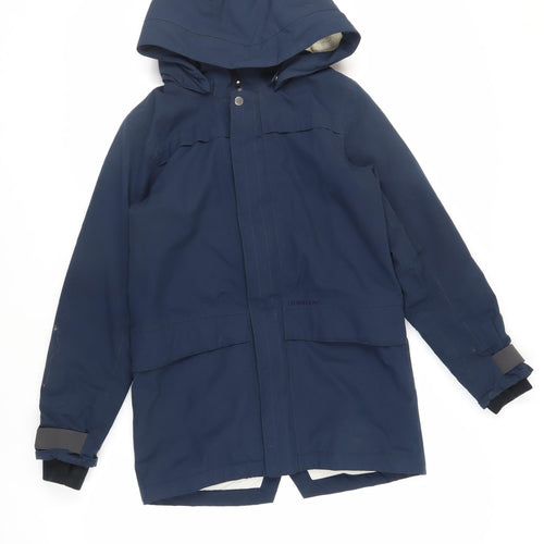 Didriksons Womens Blue Rain Coat Coat Size S Zip - Hooded Waterproof