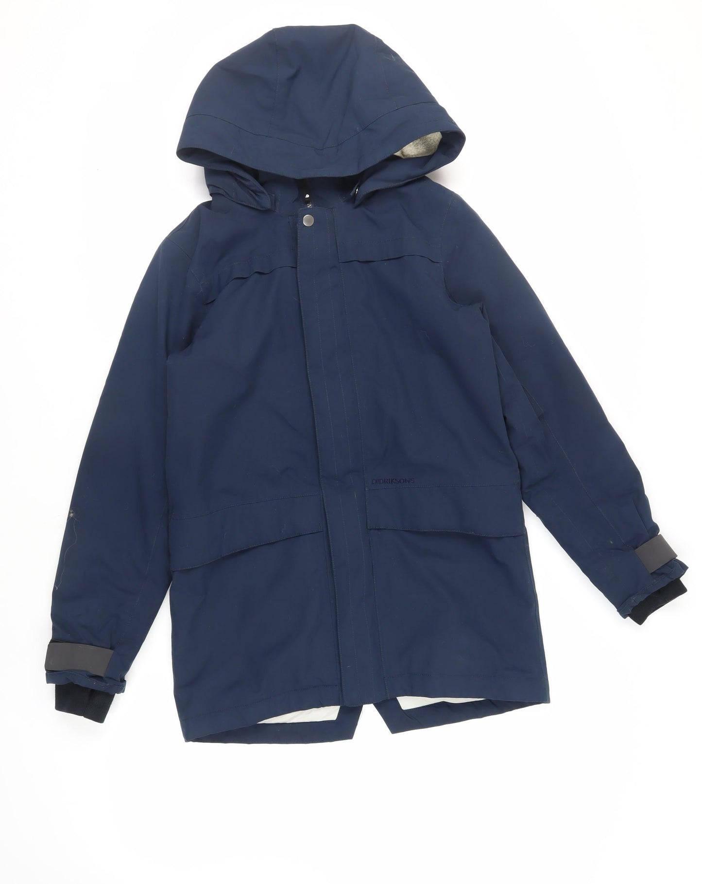 Didriksons Womens Blue Rain Coat Coat Size S Zip - Hooded Waterproof