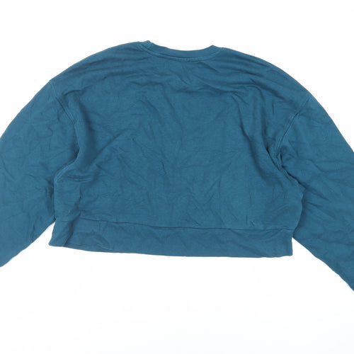Bershka Womens Green Cotton Pullover Sweatshirt Size L Pullover