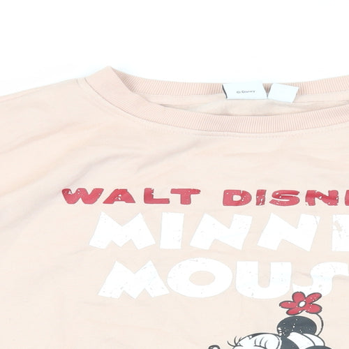 Disney Womens Pink Polyester Pullover Sweatshirt Size M Pullover - Minnie Mosue