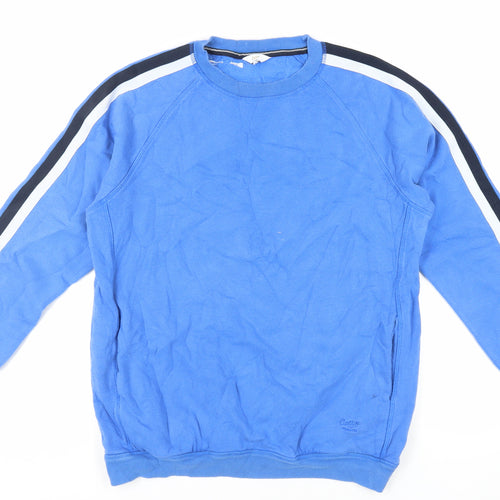 Cotton Traders Mens Blue Cotton Pullover Sweatshirt Size L - Logo