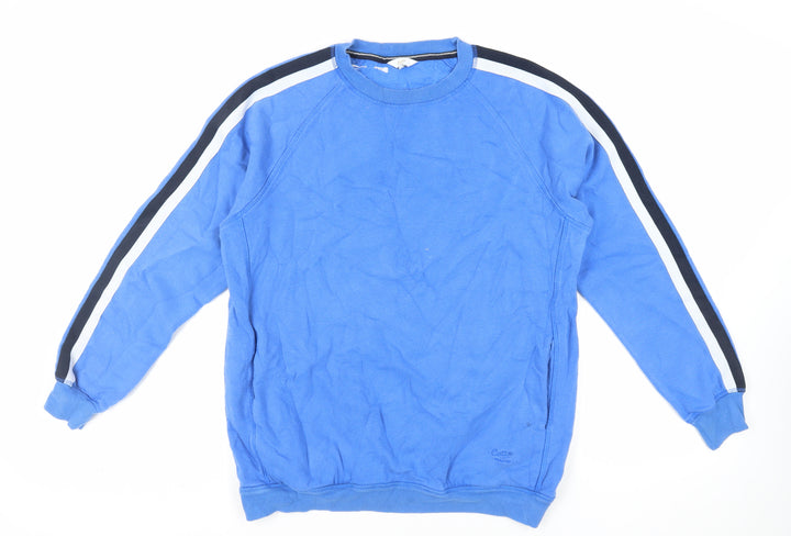 Cotton Traders Mens Blue Cotton Pullover Sweatshirt Size L - Logo