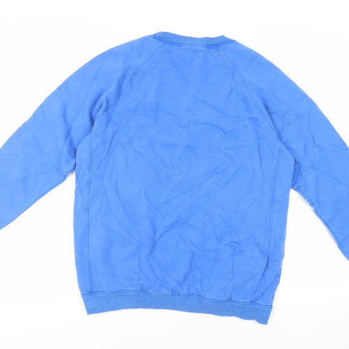 Cotton Traders Mens Blue Cotton Pullover Sweatshirt Size L - Logo