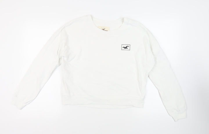 Hollister Womens White Cotton Pullover Sweatshirt Size M Pullover - Logo