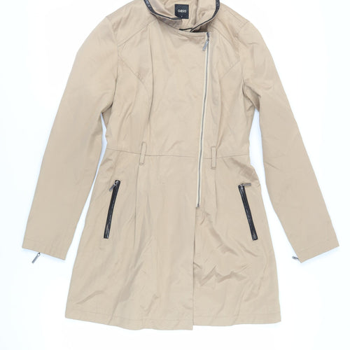 Oasis Womens Beige Overcoat Coat Size S Zip - Zipped Pockets