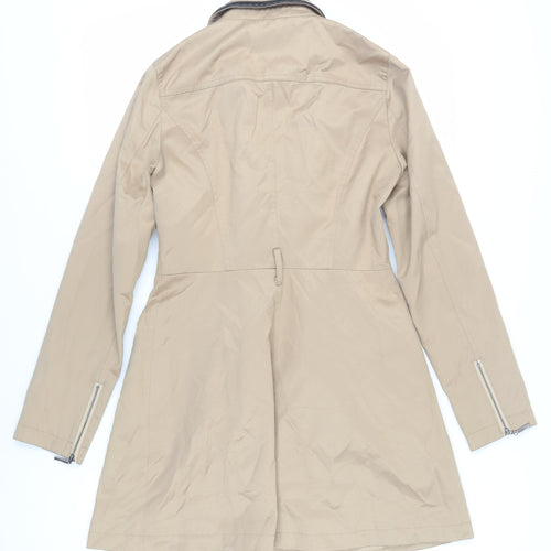 Oasis Womens Beige Overcoat Coat Size S Zip - Zipped Pockets