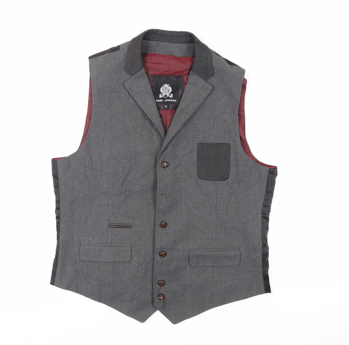 Guide London Mens Grey Jacket Waistcoat Size XL Button