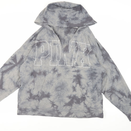 Victoria's Secret Pink Womens Grey Cotton Pullover Hoodie Size L Pullover - Tie Dye