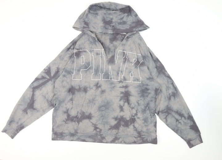 Victoria's Secret Pink Womens Grey Cotton Pullover Hoodie Size L Pullover - Tie Dye