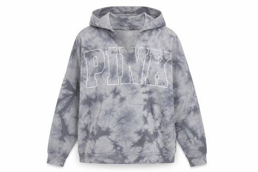 Victoria's Secret Pink Womens Grey Cotton Pullover Hoodie Size L Pullover - Tie Dye