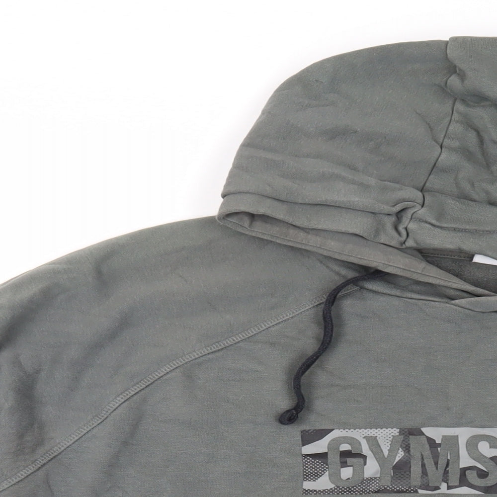 Gymshark Mens Green Cotton Pullover Hoodie Size L - Logo