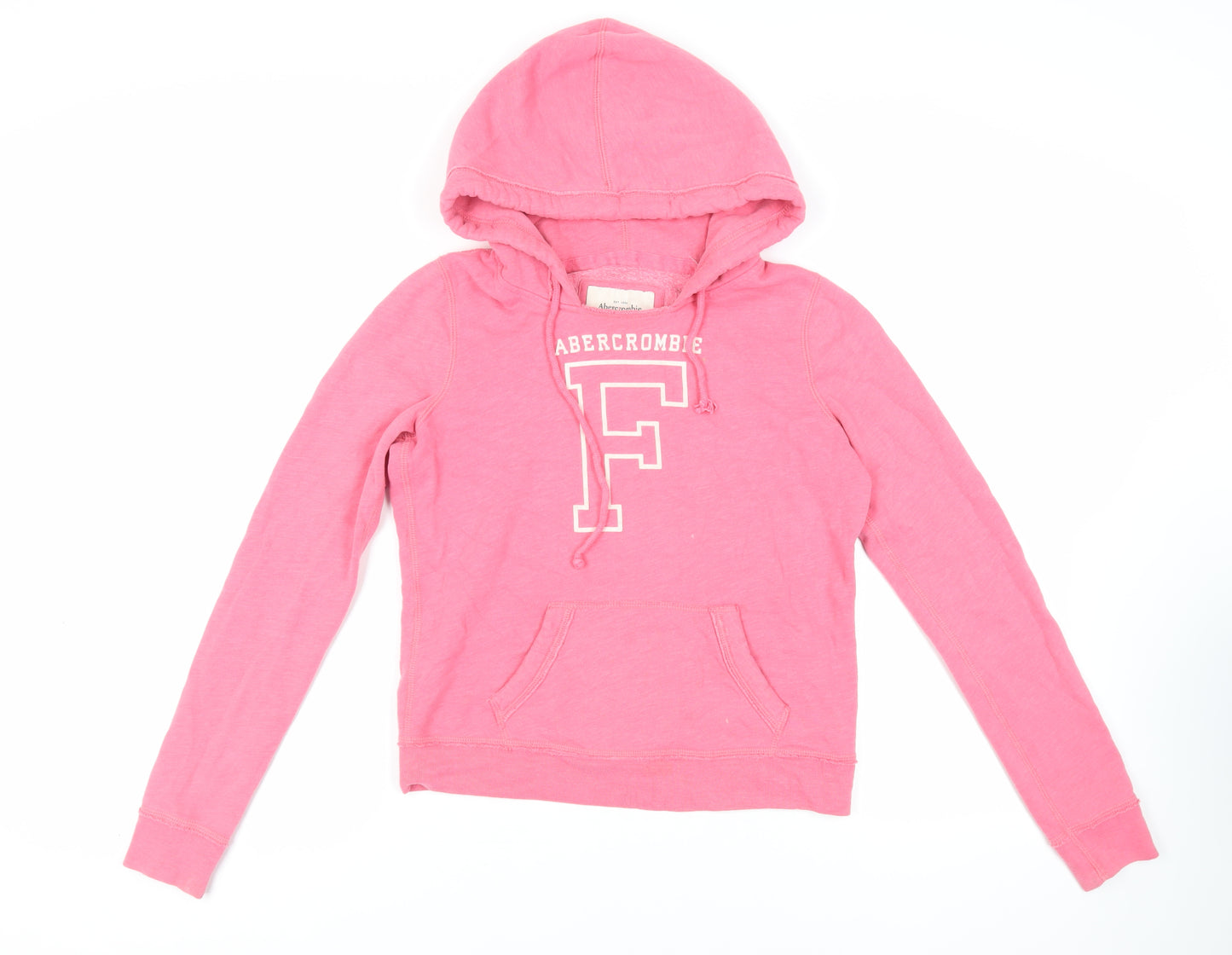 Abercrombie & Fitch Womens Pink Cotton Pullover Hoodie Size M Pullover - Logo Pockets