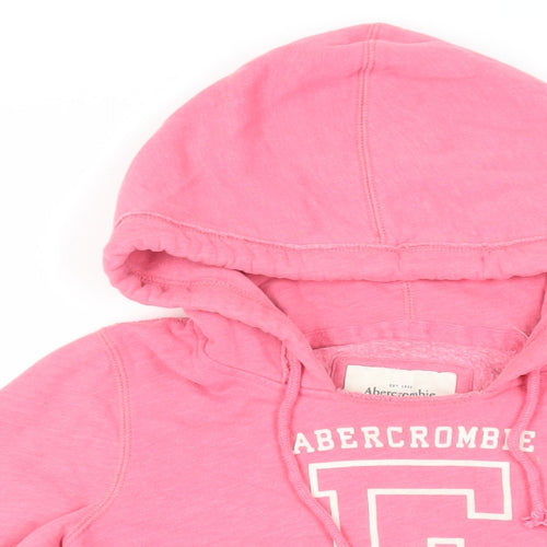 Abercrombie & Fitch Womens Pink Cotton Pullover Hoodie Size M Pullover - Logo Pockets