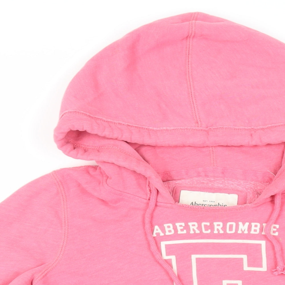 Abercrombie & Fitch Womens Pink Cotton Pullover Hoodie Size M Pullover - Logo Pockets