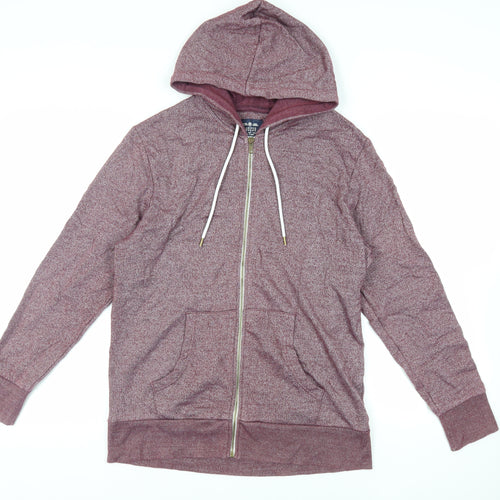 Twisted Soul Mens Purple Cotton Full Zip Hoodie Size L - Pockets
