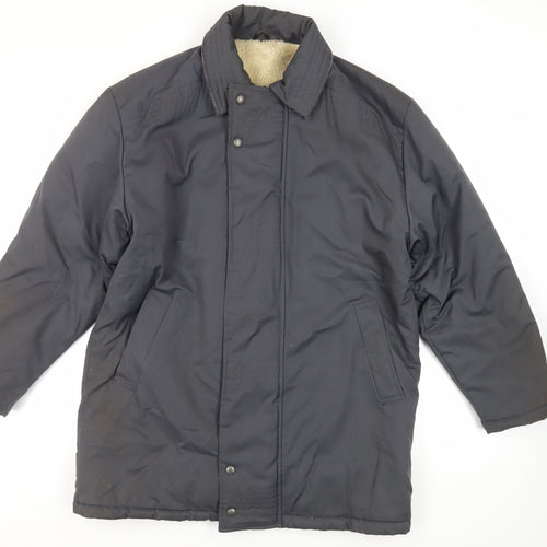 St Michael Mens Blue Pea Coat Coat Size M Zip - Vintage