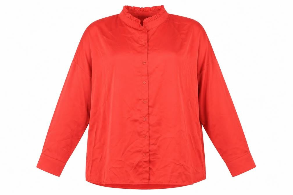 Boohoo Womens Red Polyester Basic Button-Up Size 22 Mock Neck