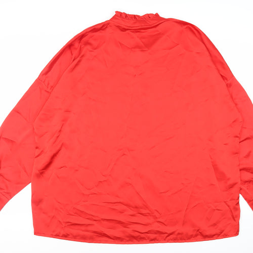 Boohoo Womens Red Polyester Basic Button-Up Size 22 Mock Neck