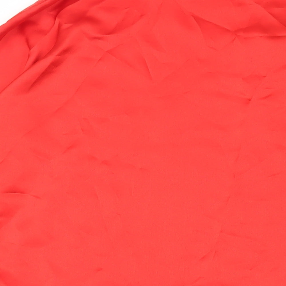 Boohoo Womens Red Polyester Basic Button-Up Size 22 Mock Neck