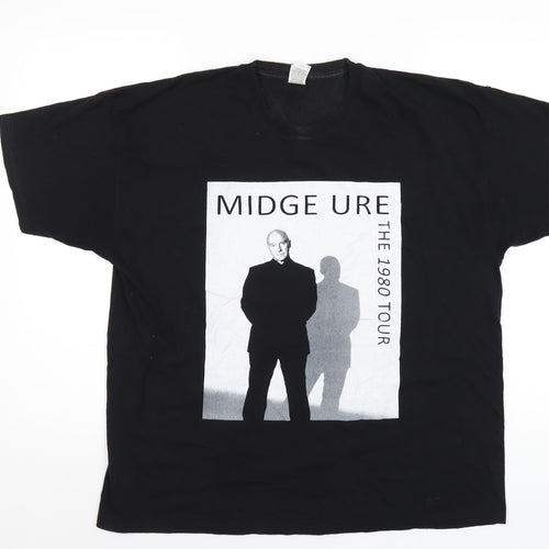 Midge Ure Mens Black Cotton T-Shirt Size XL Round Neck