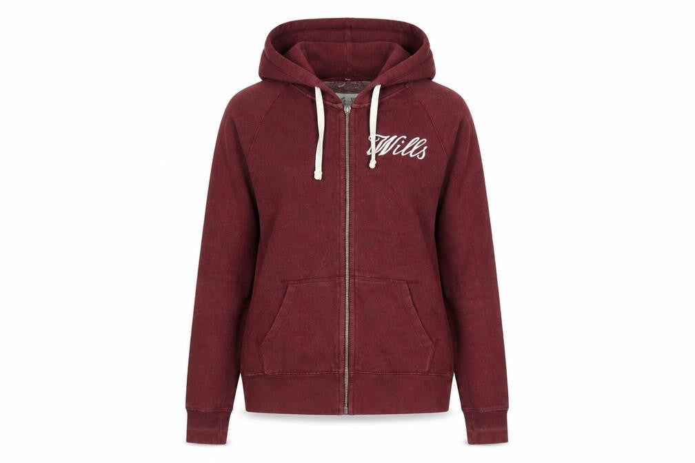Jack Wills Womens Red Cotton Full Zip Hoodie Size 8 Zip