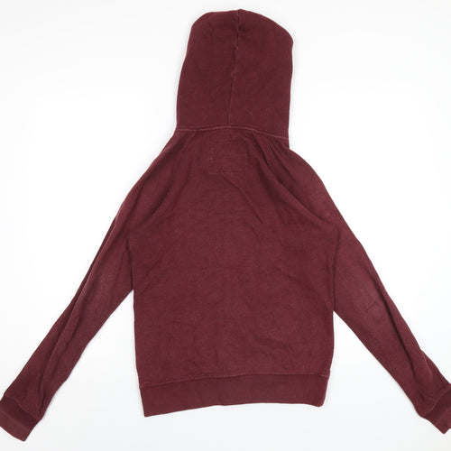 Jack Wills Womens Red Cotton Full Zip Hoodie Size 8 Zip