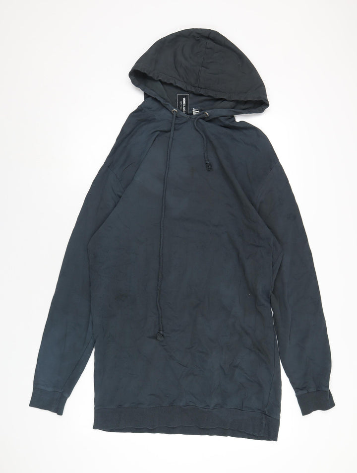 COLLUSION Womens Blue Cotton Pullover Hoodie Size 6 Pullover