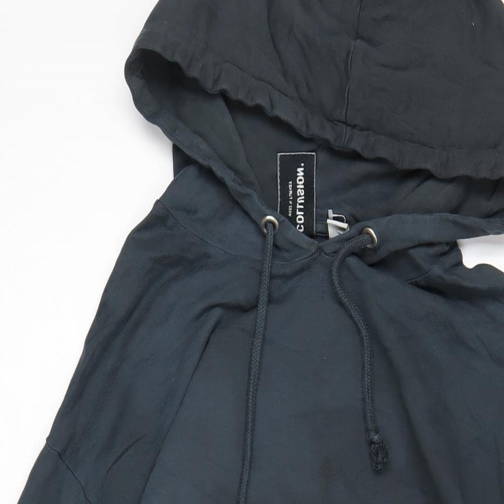 COLLUSION Womens Blue Cotton Pullover Hoodie Size 6 Pullover