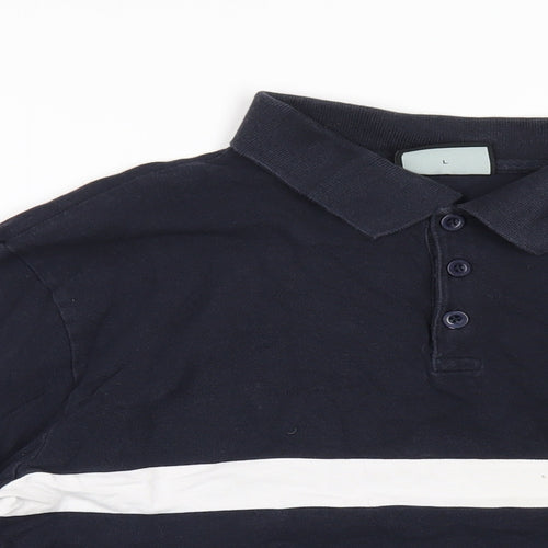 Toplook Mens Blue Cotton Polo Size L Collared Button