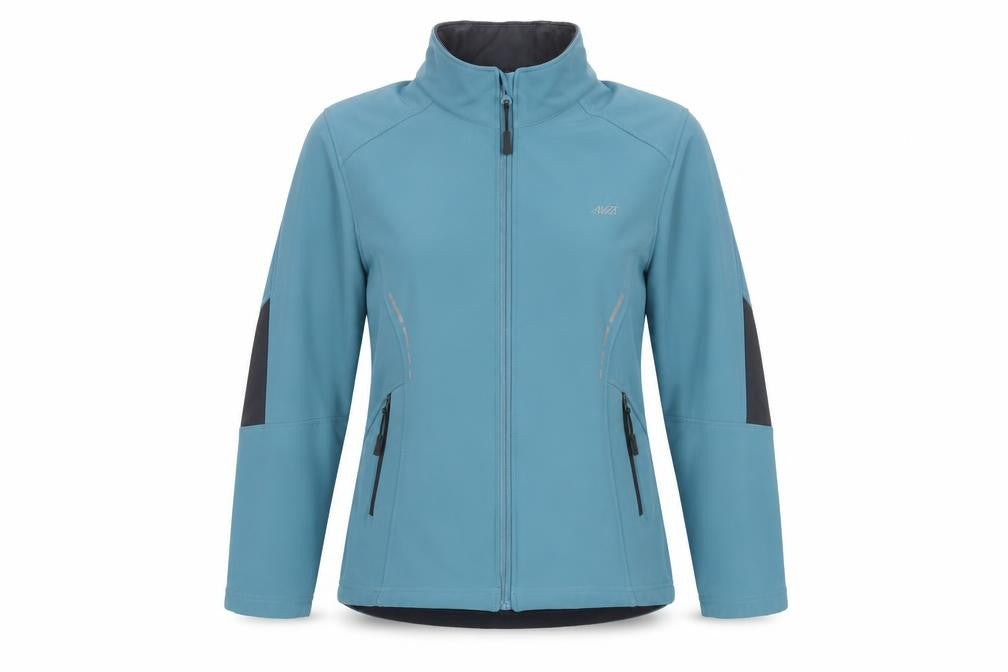 Front view of Aviva women’s blue jacket coat, size XL, zip