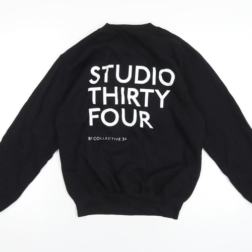 Studio Thirty Four Womens Black Cotton Pullover Sweatshirt Size S Pullover