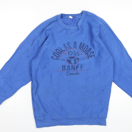 Cool as a Moose Mens Blue Cotton Pullover Sweatshirt Size M