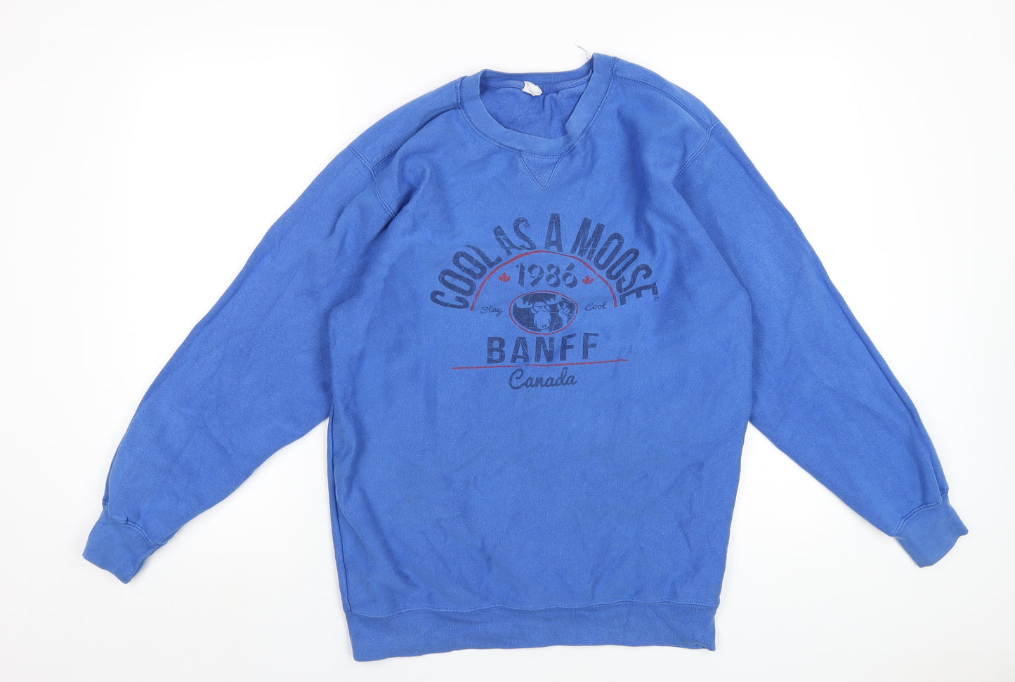 Cool as a Moose Mens Blue Cotton Pullover Sweatshirt Size M