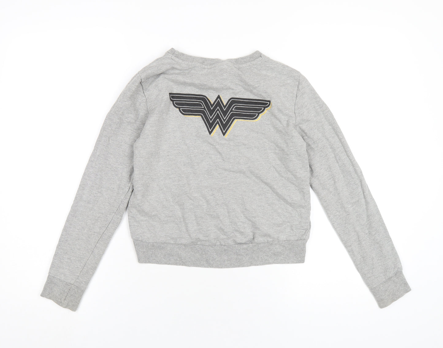 Wonder Woman Girls Grey Cotton Pullover Sweatshirt Size 9-10 Years Pullover