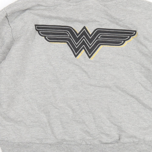 Wonder Woman Girls Grey Cotton Pullover Sweatshirt Size 9-10 Years Pullover