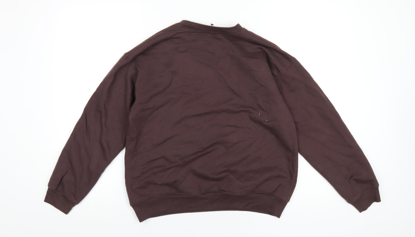 Missguided Womens Brown Cotton Pullover Sweatshirt Size 4 Pullover