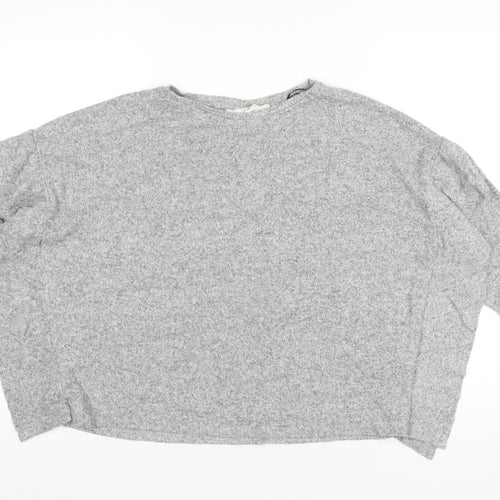 H&M Womens Grey Viscose Basic T-Shirt Size S Round Neck